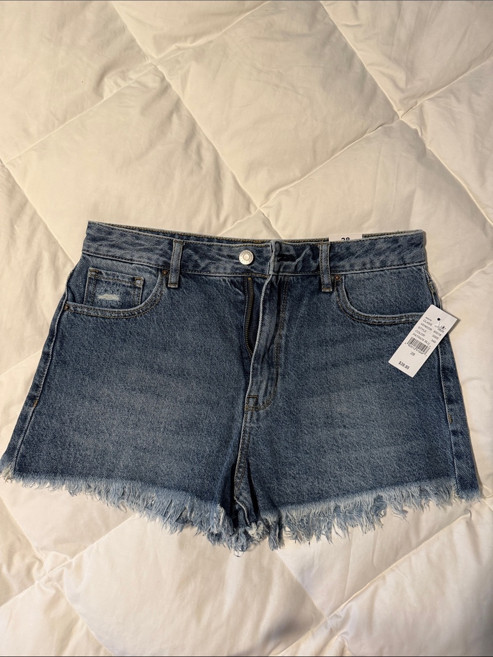 PacSun Festival High-Rise Frayed Hem Denim Shorts